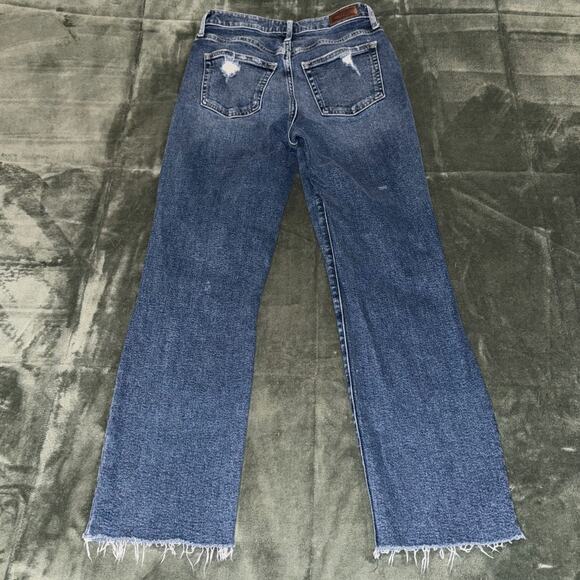 Hollister Ultra High-Rise Vintage Straight Jeans Womens 5R Blue Denim Distressed - Picture 2 of 9